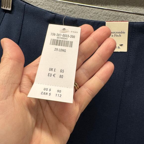 Abercrombie & Fitch Pants Womens 8 Tall Blue Coastal High Rise Classic NEW - Picture 5 of 10